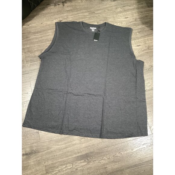 Bigdude Mens Charcoal Sleeveless T-Shirt US Plus Size 7XL Crewneck Strachey Fit - Picture 1 of 9